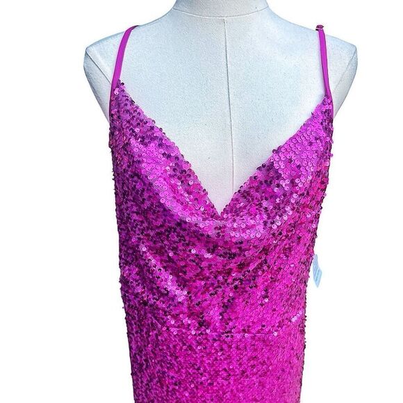 Taylor Plus Size Pink Sequin Maxi Dress Size 16 Fairycore Feminine - Picture 3 of 7